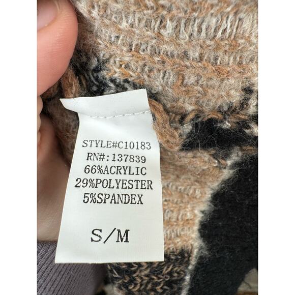 Altar’d State Leopard Animal Print Open Front Cardigan S/M Pockets - Picture 5 of 5